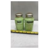 Jeannette Jadeite Beehive Salt & Pepper Shakers