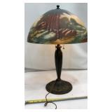 Pittsburgh reverse painted table lamp. Trees with