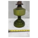 Green Depression Glass Oil Lamp