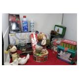 Christmas Decor,  wooden carved Santa, alabaster