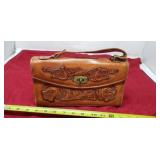 Vintage Tooled Leather Handbag Mexico