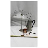 Vintage Hammered Copper Cauldron with Chain: