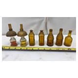 Vtg Amber Glass miniature Bottles