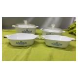 CorningWare casserole dishes with the "Blue
