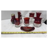 Antique Ruby Flash Souvenir Glass Pcs