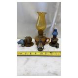 Amber Glass Oil Lamp, 1970s Fingerlamps w/