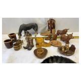 Cowboy Decor-Boots, Horses Cows, Brown Glazed