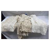 Vtg Hand Crocheted Lace Tablecloths Tote w/ lid