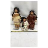 Vtg Porcelain Native American Indian Dolls