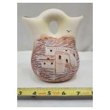 Native American Pottery Wedding Vase, Pink &