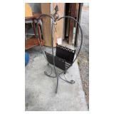 Heavy Metal Wood Rack & Wrought Iron Plant Stand