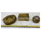 Vintage Italian Alabaster Ashtray , Lighter and