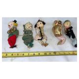 Clowns felt musicians 1960s ornaments vintage