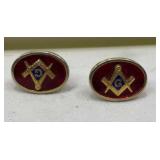 Red Masonic Free Masons Red Gold tone Cufflinks