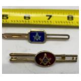 Red Masonic Free Masons Gold tone Tie Clips