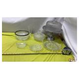 Vintage Crystal Clear Glass Round 3-Footed 7"