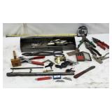Metal Tool Tray w/ Tin Snips, Drill Bits, and