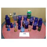 Assortment Of Bleuu Bottles Some Cobalt