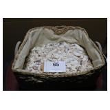 Woven Lined Basket With Shells 11 x 15.5x 8