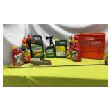 Crate w/ Gardening Supplies-Sevin, Weed Stop, and