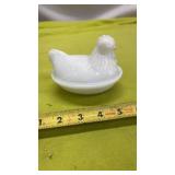 Indiana Milk Glass Chicken Hen Small Covered Dish