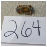 ANTIQUE BLUE & GOLD BROOCH