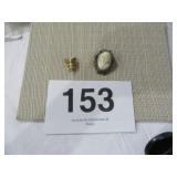 VTG CARVED SHELL CAMEO BROOCH/EMERALD