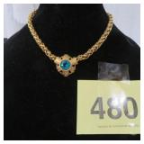 SWAROVSKI AQUA CRYSTAL GOLD TONE