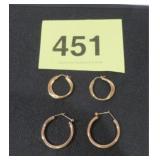 BRONZE SIGNED MILOR ITALY HOOP EARRINGS