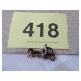 VTG METAL BLACK ENAMEL HORSE & BUGGY