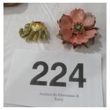 VTG ENAMELED RHINESTONE FLOWER,