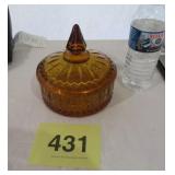 VTG AMBER PRINCESS CUT CANDY DISH