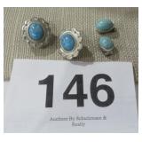 VTG CLIP ON TURQUOISE EARRINGS (NO MARKINGS)