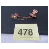 VTG FLOWER COPPER RHINESTONE PEARL