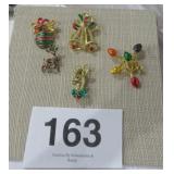 UNMARKED CHRISTMAS BROOCHES
