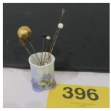 VTG HAT PIN HAND PAINTED SIGNED BY H DORA