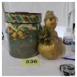 METAL TIN CHRISTMAS / SNOWMAN GOURD
