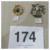 VTG CHRISTMAS BROOCHES SIGNED AAI/KC
