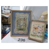 2 VINTAGE CARDS IN FRAMES