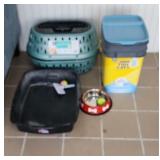 Cat Carrier, Tidy Cats & Dog Bowl