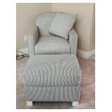 Accent Chair & Foot Stool Blue Stripe