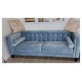 Blue Velour 2 Cushion Sofa 70 x 34 x 30