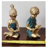Boy & Girl Reading Statue