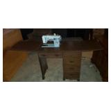 Sewing Machine W Cabinet, w sewing supplies, bags