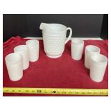 Anchor Hocking white milk glasses and pitcher