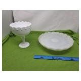 Milk Glass Footed Plater