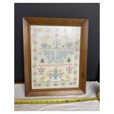13.5 x 16.5 framed needle work