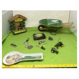 John Deere mini wheelbarrow, stove utensil