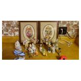 Framed Cross stitched , figurines includes