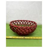 Red stoneware fruit basket